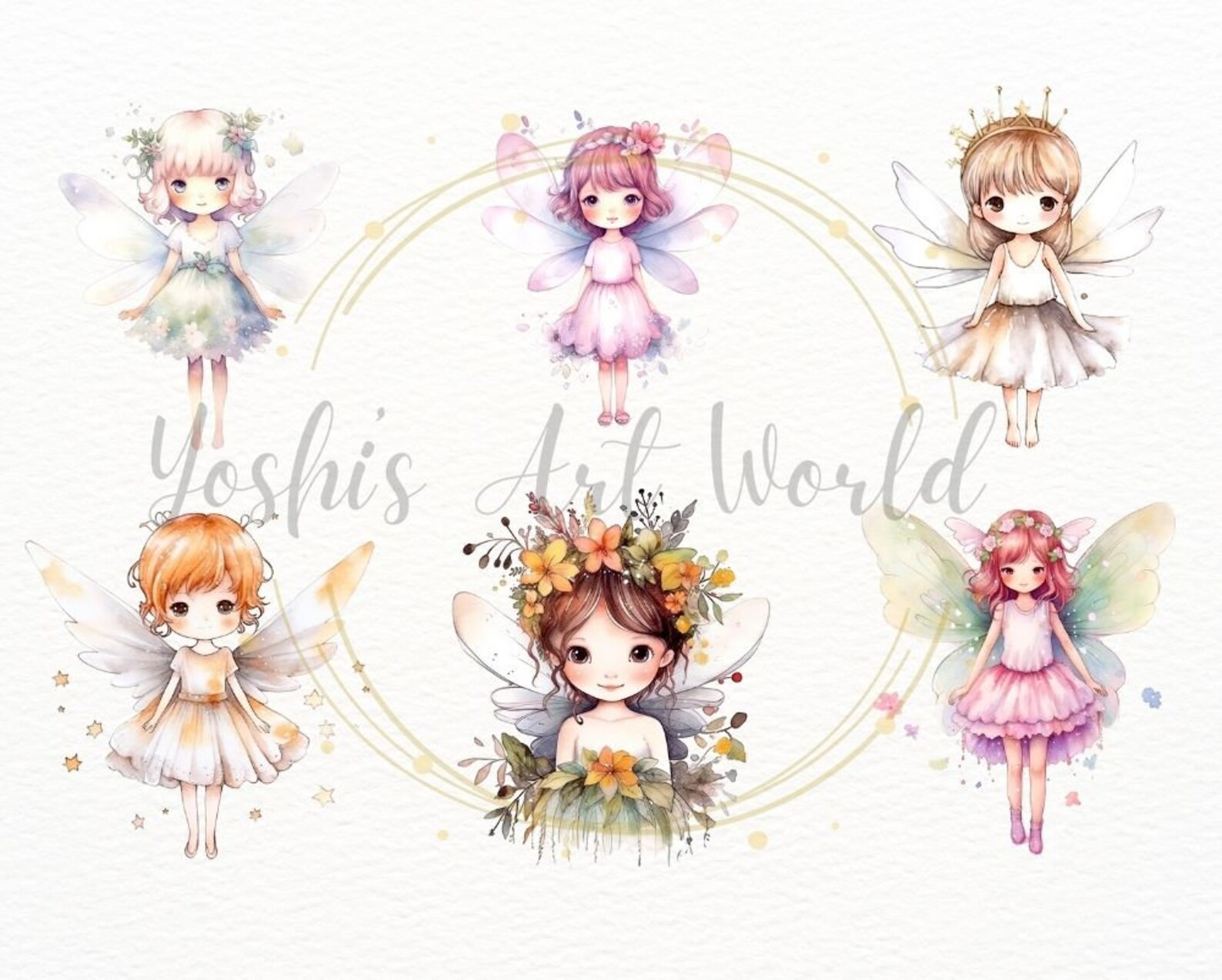 Watercolor Cute Fairy PNG Bundle, Digital Crafts Designs Transparent ...