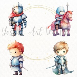 Watercolor Cute Knight PNG Bundle, Digital Crafts Designs Transparent ...