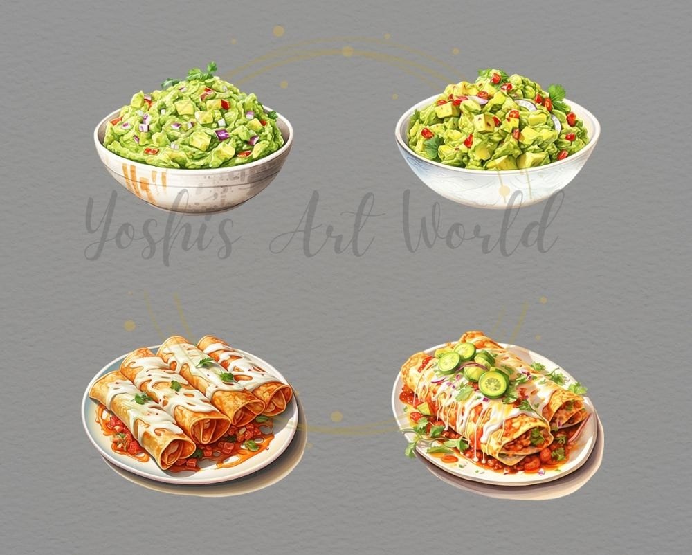 Watercolor Mexican Food PNG Bundle, Digital Crafts Designs Transparent ...