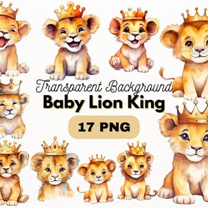 Pacote fofo bebê leão rei PNG, desenhos de artesanato digital transparentes, clipart de leões pequenos, animal PNG, uso comercial
