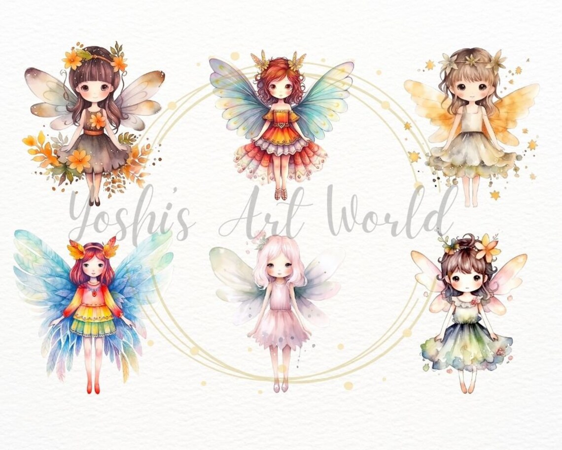 Watercolor Cute Fairy PNG Bundle, Digital Crafts Designs Transparent ...