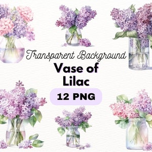 Paquete PNG lila en jarrón, diseños de artesanías digitales transparentes, clip art de flores, imágenes prediseñadas florales, uso comercial