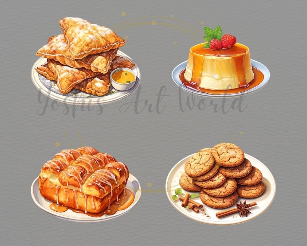 Watercolor Mexican Dessert PNG Bundle, Digital Crafts Designs ...