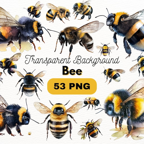 Aquarell Bumblebee Bundle, digitales Handwerk Designs transparent, Biene Clipart, Bienen Clipart, Honigbiene PNG, kommerzielle Nutzung