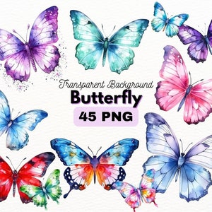 Watercolor Butterfly Bundle, Digital Crafts Designs Transparent, Butterfly Clipart, Butterflies PNG, Commercial Use