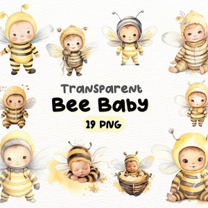 Bee Baby PNG Bundel, Digital Crafts Designs Transparant, Bee Baby Clipart, Cute Baby Clipart, Commercieel Gebruik