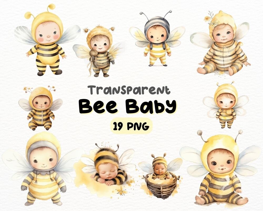 Bee Baby PNG Bundle Digital Crafts Designs Transparent Bee Etsy