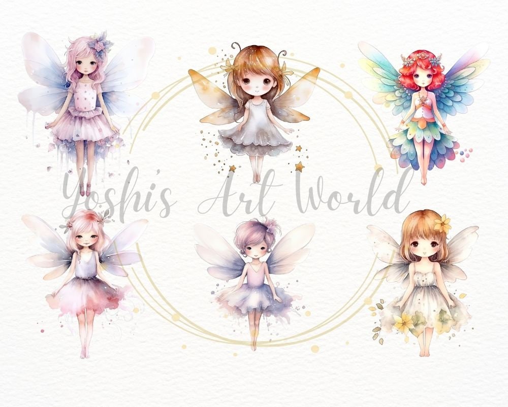 Watercolor Cute Fairy PNG Bundle, Digital Crafts Designs Transparent ...