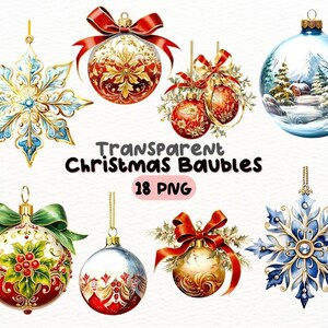 Paquete PNG de adornos de árbol de Navidad, diseños de manualidades digitales transparentes, imágenes prediseñadas de adornos navideños, imágenes prediseñadas de vacaciones, uso comercial