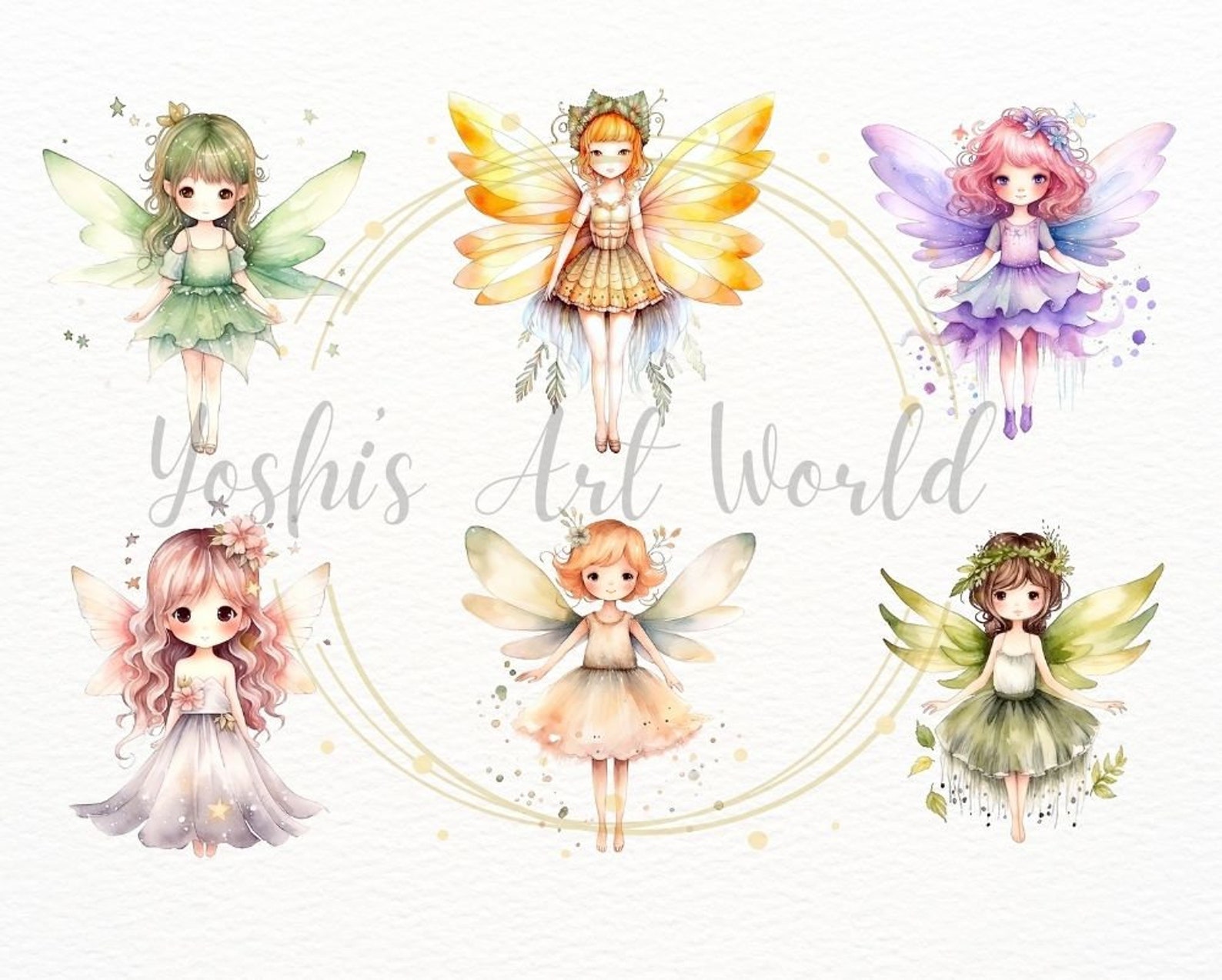 Watercolor Cute Fairy PNG Bundle, Digital Crafts Designs Transparent ...