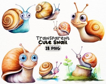 Cute Snail PNG Bundle, Digital Crafts Designs Transparent, Baby Snail Clipart, Cute Gastropods Clipart, Commercial Use