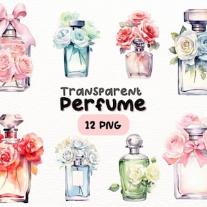Aquarell Parfüm Flasche PNG Bundle, digitales Handwerk Designs transparent, Parfüm Flasche Clipart, Duft Flasche Clipart, kommerzielle Nutzung
