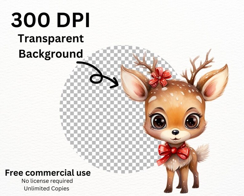 Watercolor Christmas Reindeer PNG Bundle, Digital Crafts Designs ...