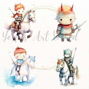 Watercolor Cute Knight PNG Bundle, Digital Crafts Designs Transparent ...