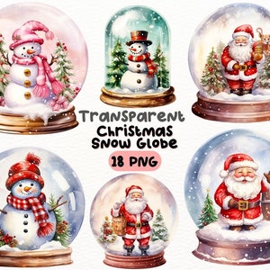 Christmas Snow Globe PNG Bundle, Digital Crafts Designs Transparent, Christmas Clipart, Snowman Clipart, Commercial Use
