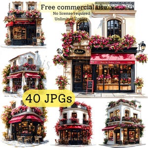 Parisian Café Clipart - 40 JPG's - Frans café, Scrapbooking, Ambachten, Junk Journal, Digitaal ontwerp - Commercieel gebruik - Digitale download