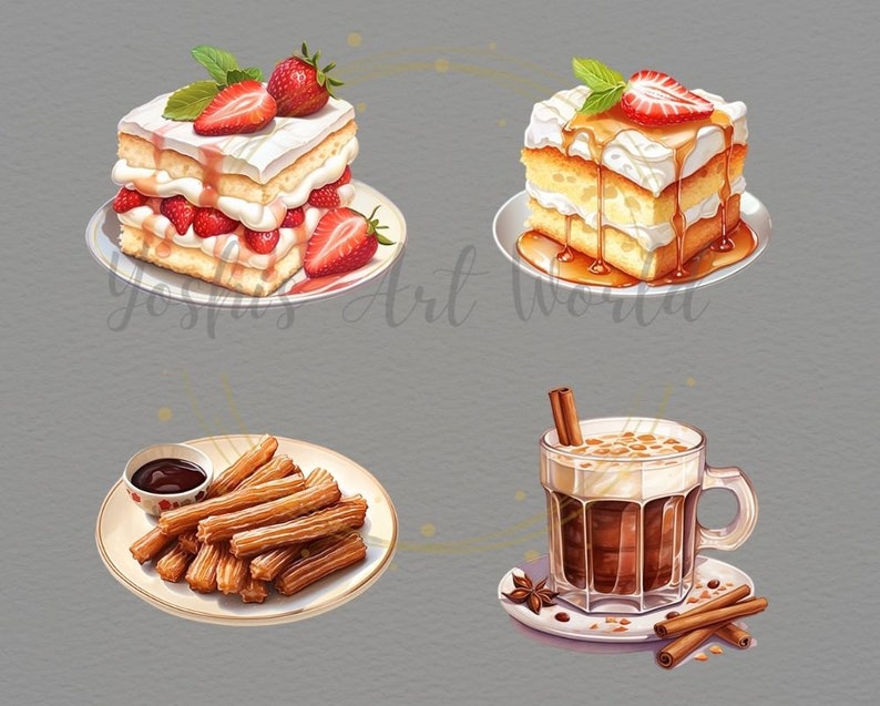 Watercolor Mexican Dessert PNG Bundle, Digital Crafts Designs ...