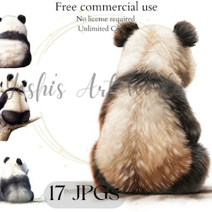 Niedliche Baby Panda Back Clipart - 17 hochwertige JPGs - Kunsthandwerk, digitales Design, Baby Shower - kommerzielle Nutzung - digitaler Download