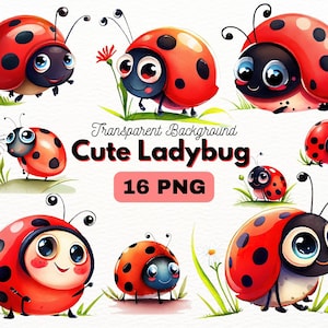 Cute Ladybug PNG Bundle, Digital Crafts Designs Transparent, Lady Bug Clipart, Bug PNG, Utilisation commerciale