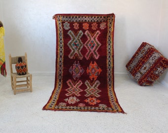 Vintage Beni Mguild tapijt, authentiek Marokkaans tapijt 3x7 ft