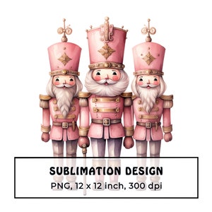 Pink Christmas Nutcracker PNG - Sublimation Design - Christmas Clipart - Digital Download