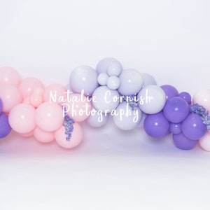 Purple and Pink Balloon Cake Smash Backdrop, Cake Smash Digital, 1st Birthday Digital,