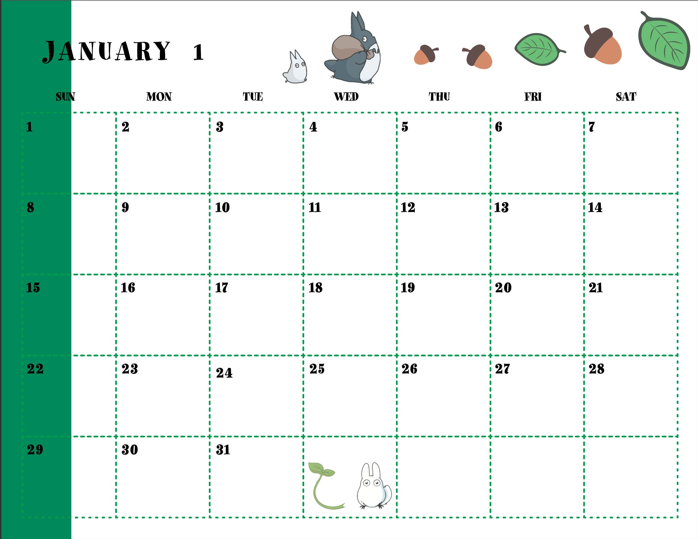 Totoro Printable Calendar 2023 Etsy Totoro Printable Calendar 2023 Etsy