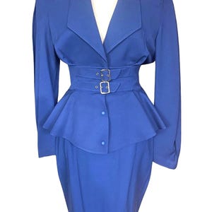Thierry Mugler Gorgeous Cobalt Blue Skirt Suit Size 38