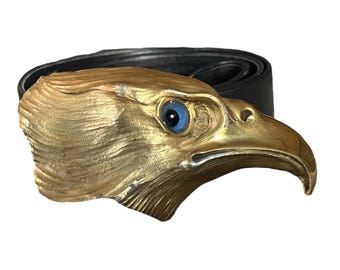 Rare 1976 Christopher Ross Brass Eagle Belt Buckle – Amber  display picture 1