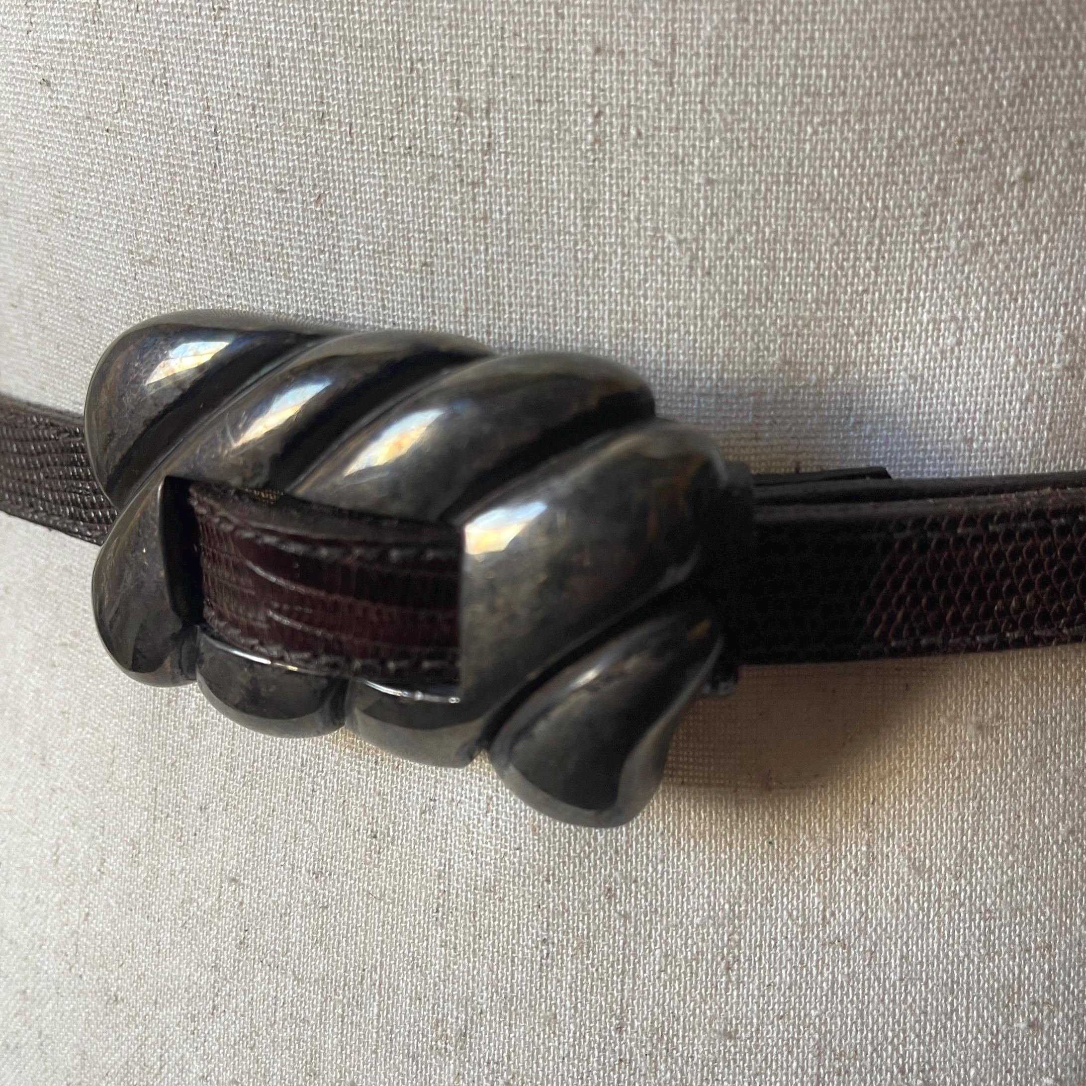 Barry Kieselstein Cord Lizard Belt Strap BARRY KIESELSTEIN-CORD GRAY AND BLACK LIZARD BELTS W  main image 3