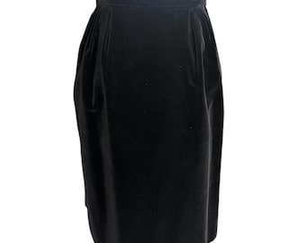 Saint Laurent Rive Gauche Black Velvet Evening Pencil Skirt