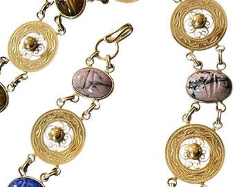 Vintage Scarab Boho Chain Belt Adjustable S/M Vintage Egyptian Revival Art Nouveau Scarab Chain Charm Coin  main image 3
