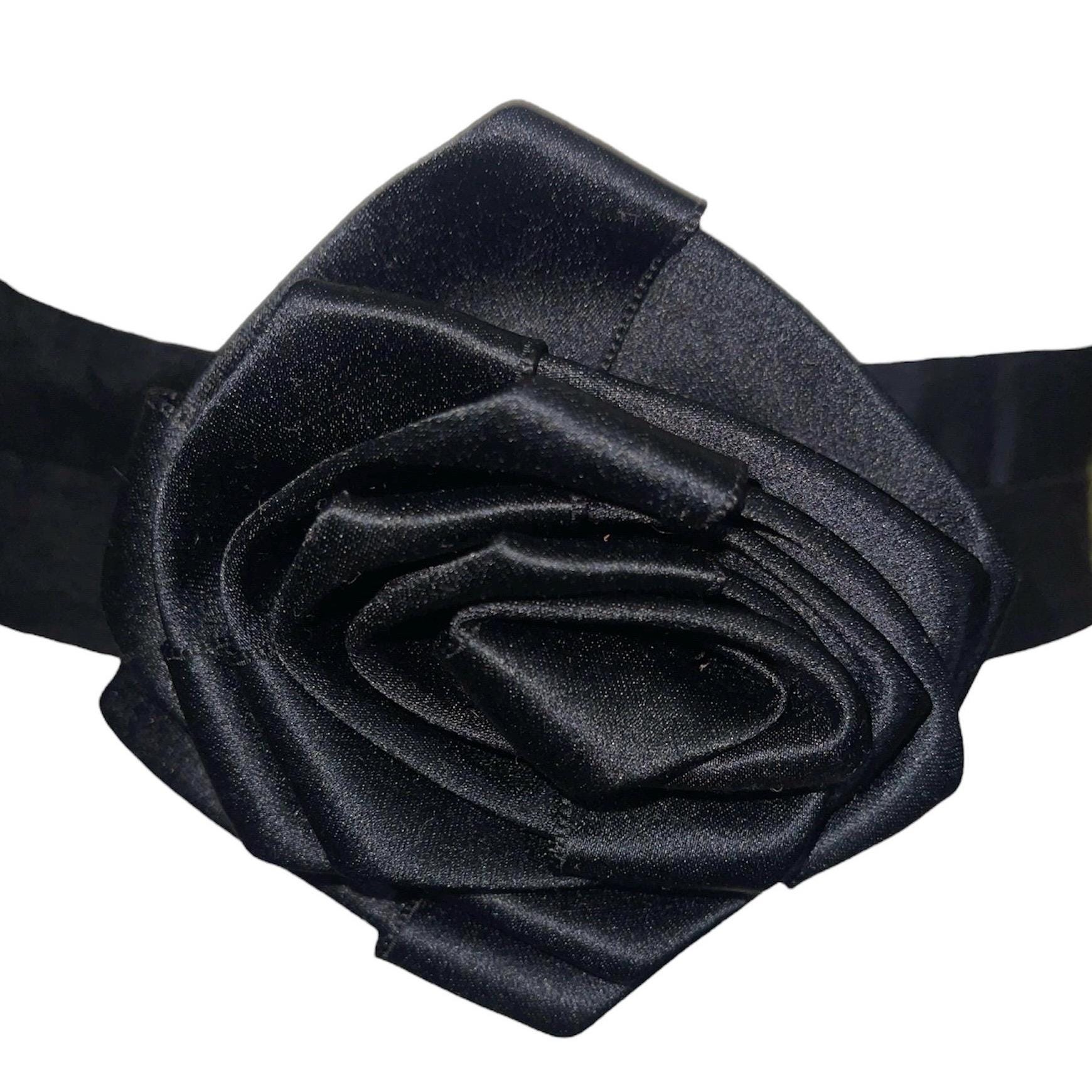 Donna Karan Black Silk Satin Rose Sash Belt - Etsy Israel display picture 3