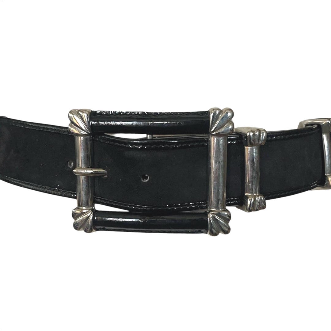 Escada Vintage Suede Belt With Patent Leather Trim and  display picture 3