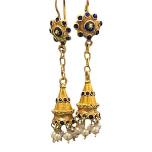 Antique Victorian Seed Pearl Gold Dangle Earrings
