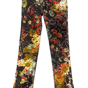 Just Cavalli Vintage Floral Print Stretch Cotton Jeans Size 30