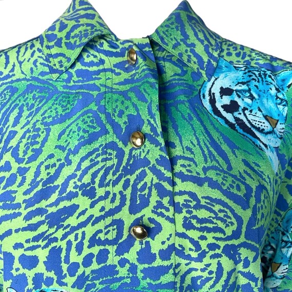 Escada Silk Cheetah Print Blouse Circa 1980s - image 2