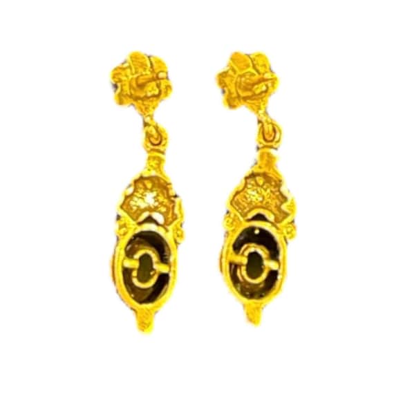 Antique Seed Pearl Gold Dangle Earrings View 2