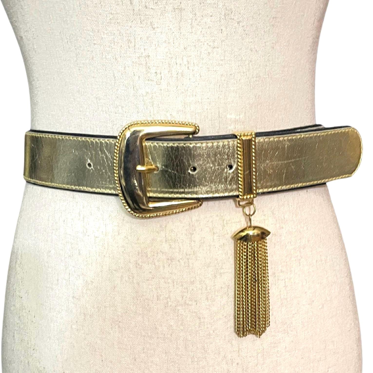 Escada Vintage Gold Buckle Belt Escada Black Suede Belt with Gold Buckle Size S main image 4