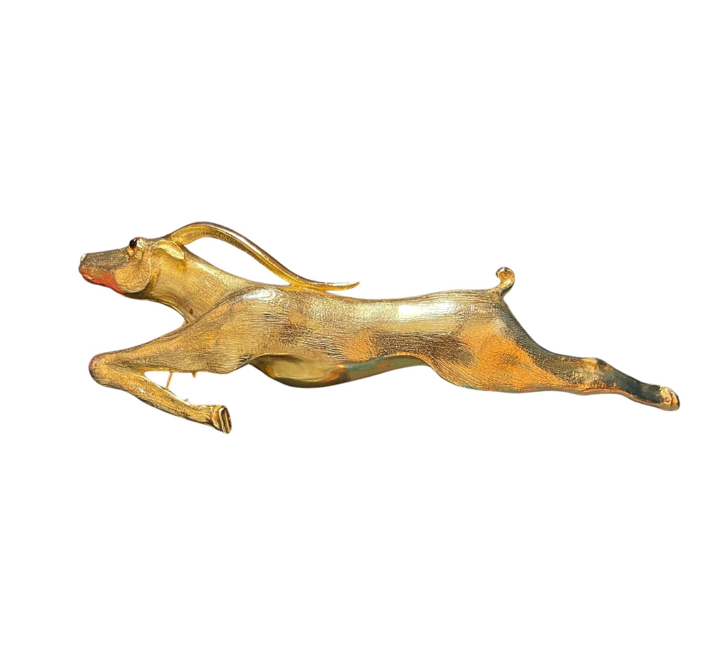 Christopher Ross 1986 Gold Caribou buckle Christopher Ross Gold Wolf Head Vintage Belt Buckle 1986  main image 3
