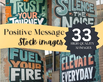 Positive Messages Graffiti Typography | Social Media Content | Inspiring Messages, Textured Brick Theme | BONUS Vault Access