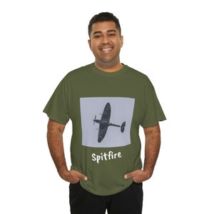 RAAF SPITFIRE 1 Unisex Heavy Cotton Tee | Spitfire Fighter Aircraft Unisex Teeshirt | Spitfire World War II British Fighter Airplane T-Shirt