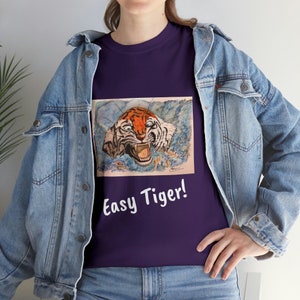 EASY TIGER UNISEX Heavy Cotton Tee | Animal Print Shirt For Animal Lovers | Tiger Face Graphic Shirt | Tiger Shirt | Vintage Tiger Shirt |