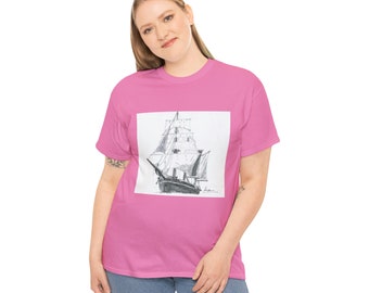 VELERO UNISEX Camiseta de algodón pesado / Regalo marinero para todos los géneros / Camisa con estampado de pantalla de barco / Camiseta de manga corta unisex inspirada en el barco /