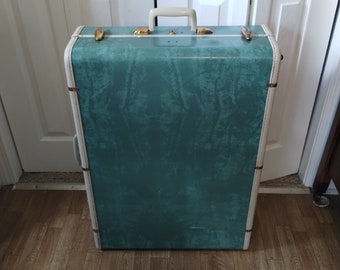 Rare 1950s green marbled Samsonite Streamlite suitcase  29x21 x9 1/2 in. ‹