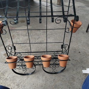 Retro Garden cart plant stand with terracotta pots
