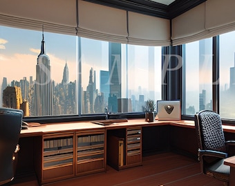 Fondo de Zoom para oficina en Nueva York / Vista de la ciudad (Descarga digital)