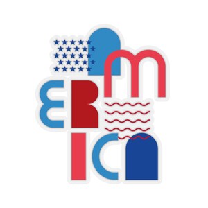4 juli, 4 juli decor, Amerika sticker, USA sticker, patriottische sticker, Amerika vlag, moderne kunst, minimalistische kunst, hedendaagse kunst
