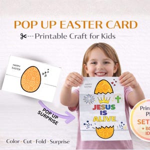 Pop Up Easter Egg Craft Printable for Kids Jesus Is Alive Easter Craft Sunday School Activity Classroom Easter Craft Instant Download