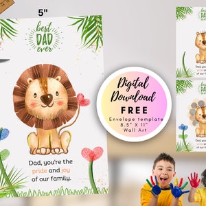 Carte empreinte de main de papa lion, meilleur papa de tous les temps, bricolage pour enfants, activité d'empreintes digitales, carte imprimable pour papa, joyeux anniversaire, carte pour papa, lion mignon comme vous
